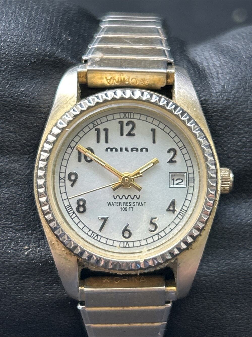 Milan Two Tone Women’s Stretch Band Quartz Watch